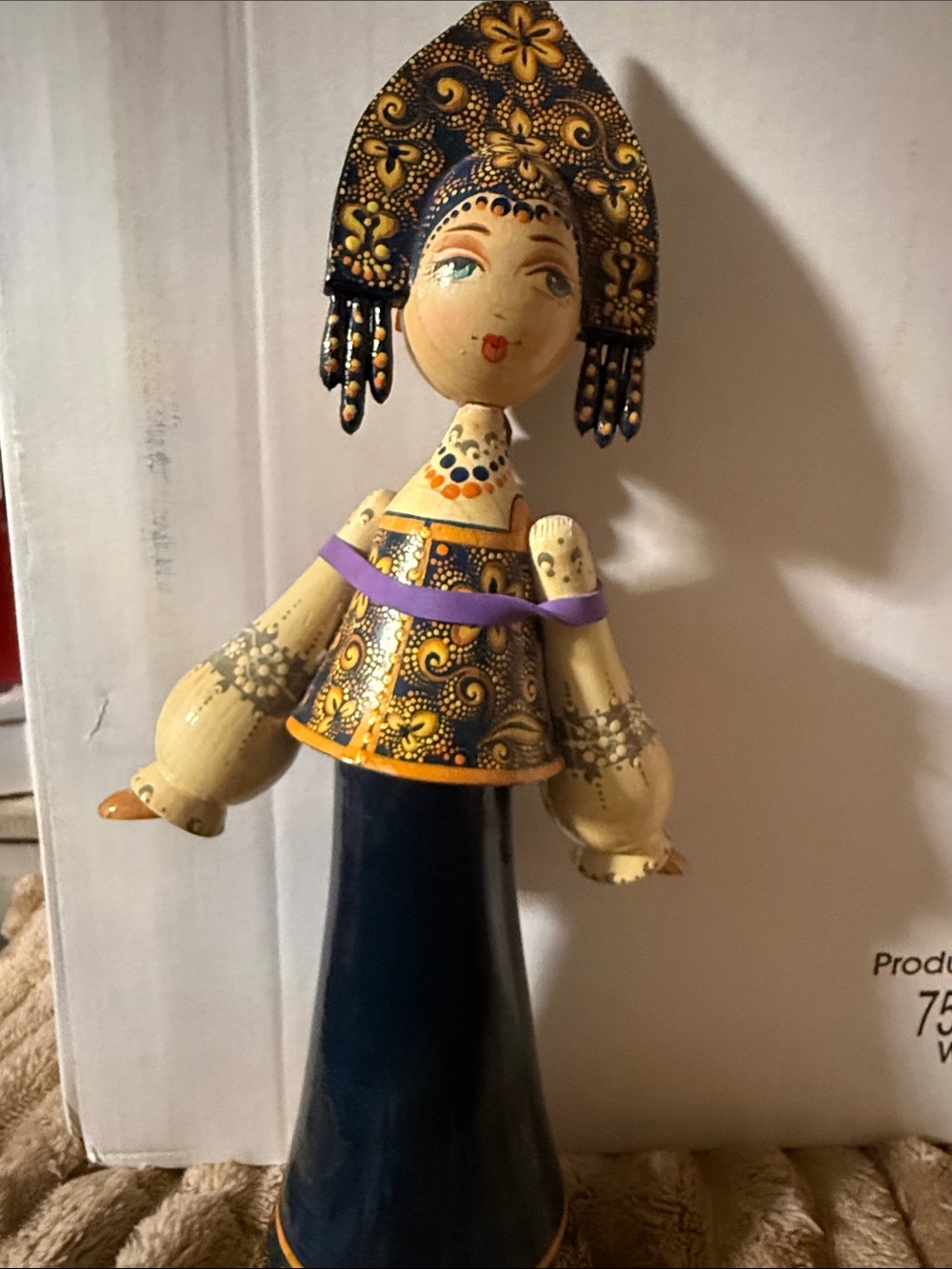 Vintage Russian Folk Art Doll - Signed